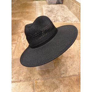 Something Special Womens Black Wide Brim Straw Hat
